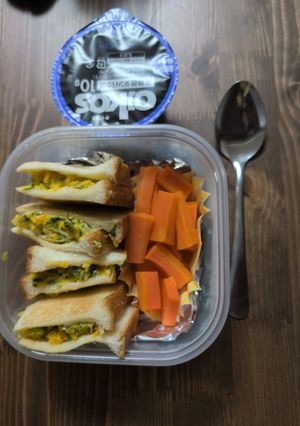 ネギとスクランブルホットサンド-レシピのメイン写真