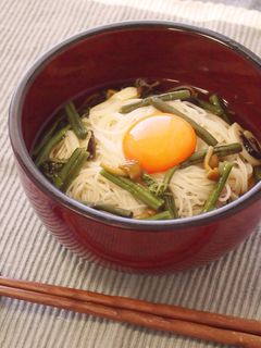 【島の光めんつゆ】月見山菜にゅうめん-レシピのメイン写真