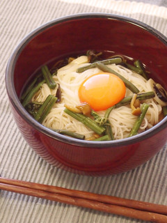 【島の光めんつゆ】月見山菜にゅうめん-レシピのメイン写真