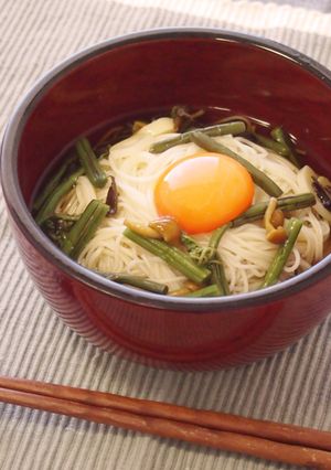 【島の光めんつゆ】月見山菜にゅうめん-レシピのメイン写真