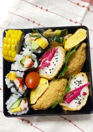 7/18お稲荷さんとサラダ巻き弁当-レシピのメイン写真