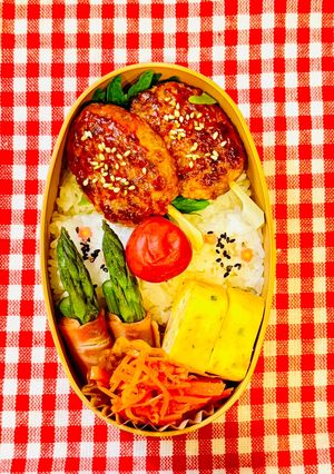 超簡単☆つくね風ハンバーグ弁当-レシピのメイン写真