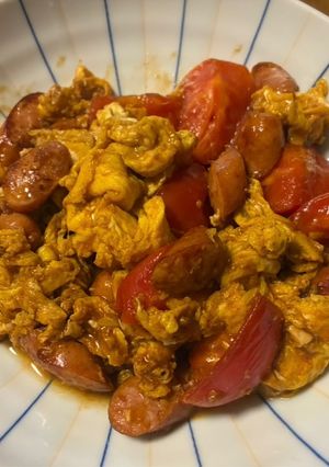トマトと玉子とソーセージの中華風甘辛炒め-レシピのメイン写真