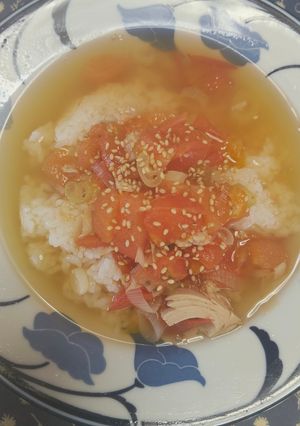 ツナとトマトの中華スープごはん-レシピのメイン写真