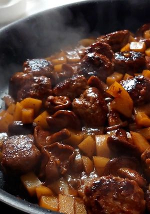 肉団子としいたけとじゃがいもの和風炒め-レシピのメイン写真