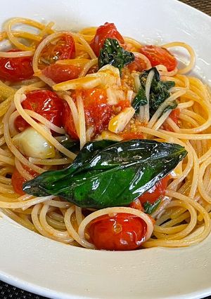 トマトとバジルのパスタ-レシピのメイン写真