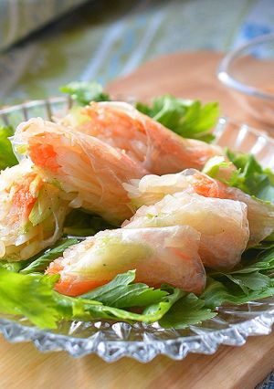 ピリ辛もやしのナムルと野菜の生春巻き♪-レシピのメイン写真