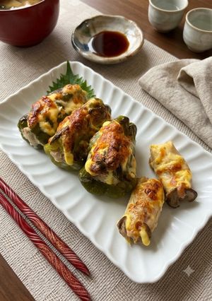 ピーマンの豚肉チーズ詰め焼き-レシピのメイン写真