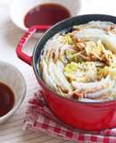 ぽん酢で、白菜と豚肉のミルフィーユ鍋
