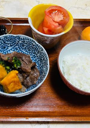 【健康介護】すき焼き風牛肉カボチャ-レシピのメイン写真