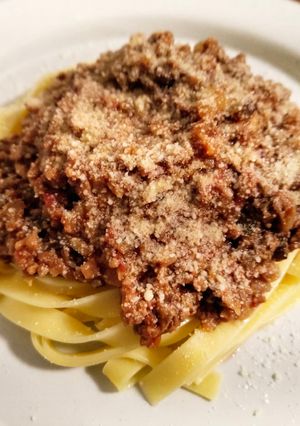 簡単！舞茸たっぷりボロネーゼパスタ！-レシピのメイン写真