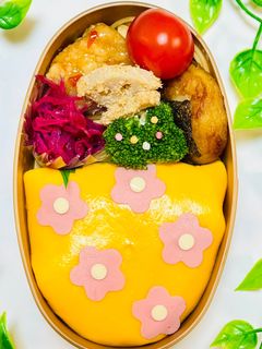簡単キャラ弁☆お花オムライス弁当☆-レシピのメイン写真