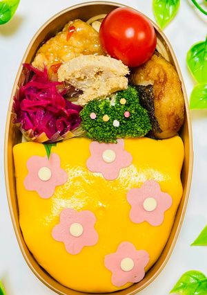 簡単キャラ弁☆お花オムライス弁当☆-レシピのメイン写真