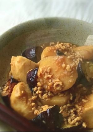 里芋と揚げなすの鶏そぼろ煮！-レシピのメイン写真