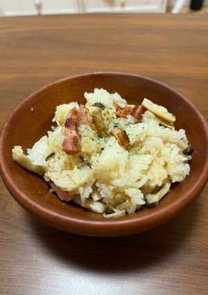 ベーコンときのこの炊き込みご飯-レシピのメイン写真
