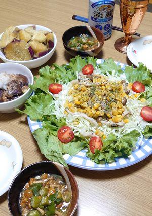 シメジとコーンのせ…生野菜(*^^*)-レシピのメイン写真