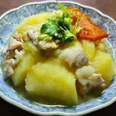 A picture of 肉じゃが　青梅塩麹漬けセロリとドライトマト.