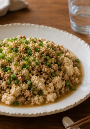 レンジで簡単♪ごま香るそぼろ豆腐-レシピのメイン写真