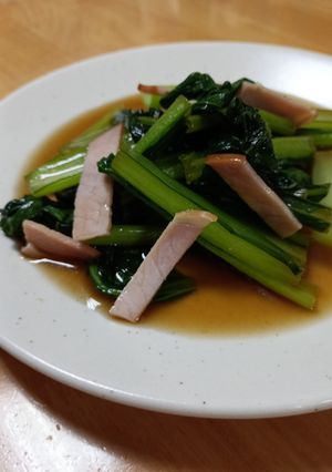 小松菜とハムのオイスターソース煮-レシピのメイン写真