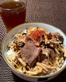 きのこのしぐれ煮アレンジ牛丼