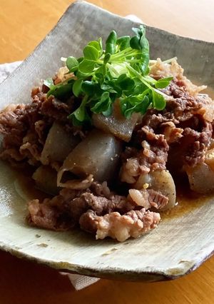 10分で！牛肉とこんにゃくの味噌煮込み-レシピのメイン写真