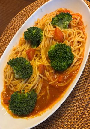 超簡単とまとブロッコリーのカレーパスタ-レシピのメイン写真