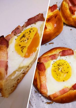 冷凍たまご半分こ♪ベーコンエッグパン-レシピのメイン写真