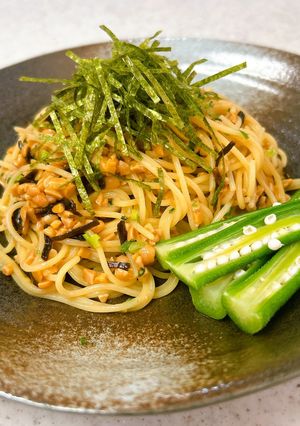 混ぜるだけで簡単♪塩昆布納豆パスタ-レシピのメイン写真
