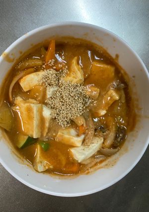 お一人様クリームタコライス味豆腐野菜炒め-レシピのメイン写真