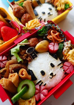 にゃんまげのお弁当　キャラ弁-レシピのメイン写真