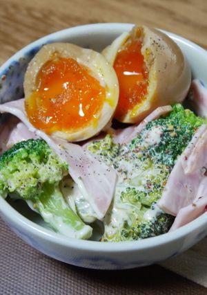 不器用味玉ブロッコリー生ハムサラダ-レシピのメイン写真