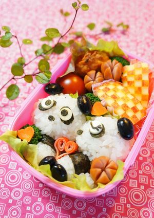 バレンタインに♪ラブラブ❤パンダキャラ弁-レシピのメイン写真