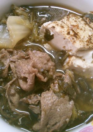 簡単♪ 春菊 焼き豆腐 牛肉の 肉豆腐-レシピのメイン写真