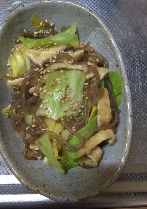 キャベツと油揚げと糸こんの炒め-レシピのメイン写真