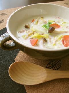 鰹節が決め手☆ぽかぽか白菜豆乳スープ♡-レシピのメイン写真