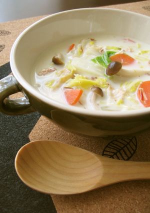 鰹節が決め手☆ぽかぽか白菜豆乳スープ♡-レシピのメイン写真