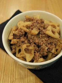 蓮根入り甘辛牛そぼろ-レシピのメイン写真