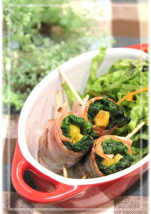 彩り弁当*ほうれん草とコーンのベーコン巻-レシピのメイン写真
