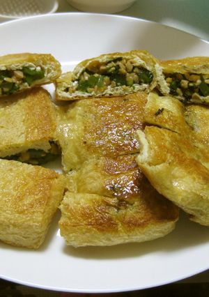 茎ワカメと納豆の油あげ焼き-レシピのメイン写真