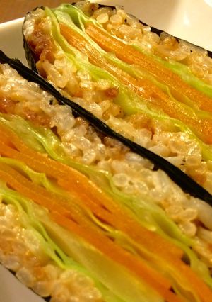 豚みそ混ぜご飯のおにぎらず-レシピのメイン写真