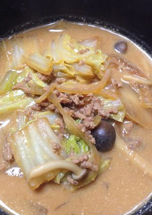 たっぷり白菜と挽肉の豆乳味噌スープ-レシピのメイン写真