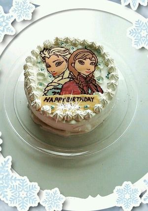 アナ雪 誕生日ケーキ シフォン デコ-レシピのメイン写真