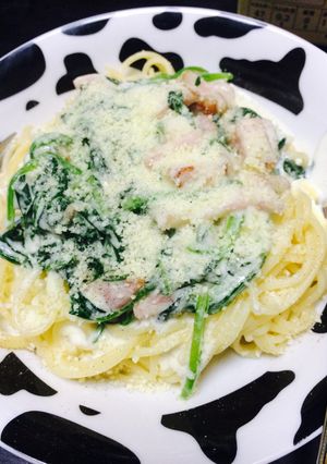 ほうれん草とベーコンの濃厚クリームパスタ-レシピのメイン写真