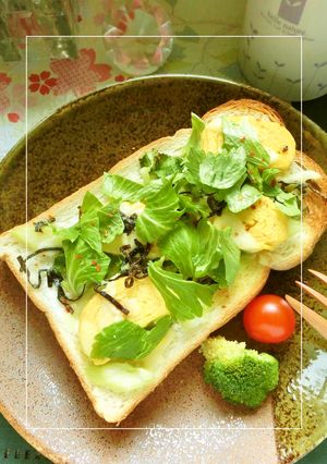 だし巻き卵×塩昆布＊セロリの和トースト-レシピのメイン写真