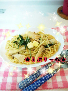 簡単♪水菜とエリンギの和風パスタ♡-レシピのメイン写真
