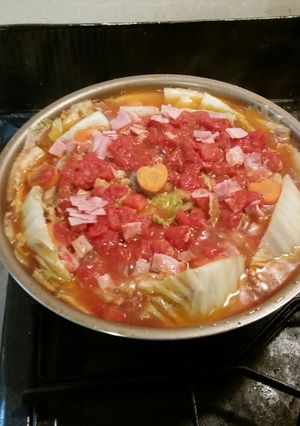 白菜とひき肉♡簡単トマトミルフィーユ鍋-レシピのメイン写真
