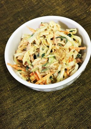 千切り野菜とツナの練りごまサラダ-レシピのメイン写真