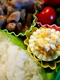 ゆで卵で飾り切りカップ♪(キャラ弁 花)-レシピのメイン写真