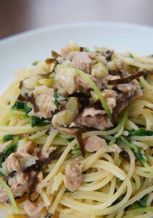 ツナ・豆苗の塩昆布・塩レモン和えパスタ-レシピのメイン写真