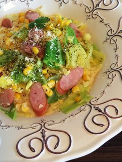 キャベツとウインナーの豆乳スープパスタ♡-レシピのメイン写真